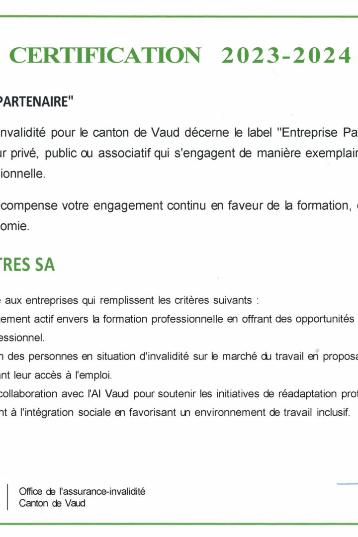 Certification - Label - Entreprise partenaire_assurance invalidité