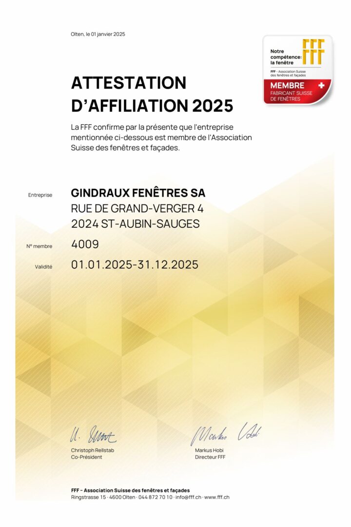 Mitgliederausweis 2025 - Gindraux Fene╠étres SA-1